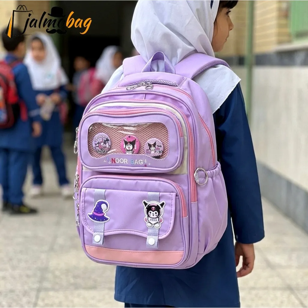 کوله پشتی دخترانه کرومی ضد آب مناسب کلاس اول تا چهارم طبی و جادار