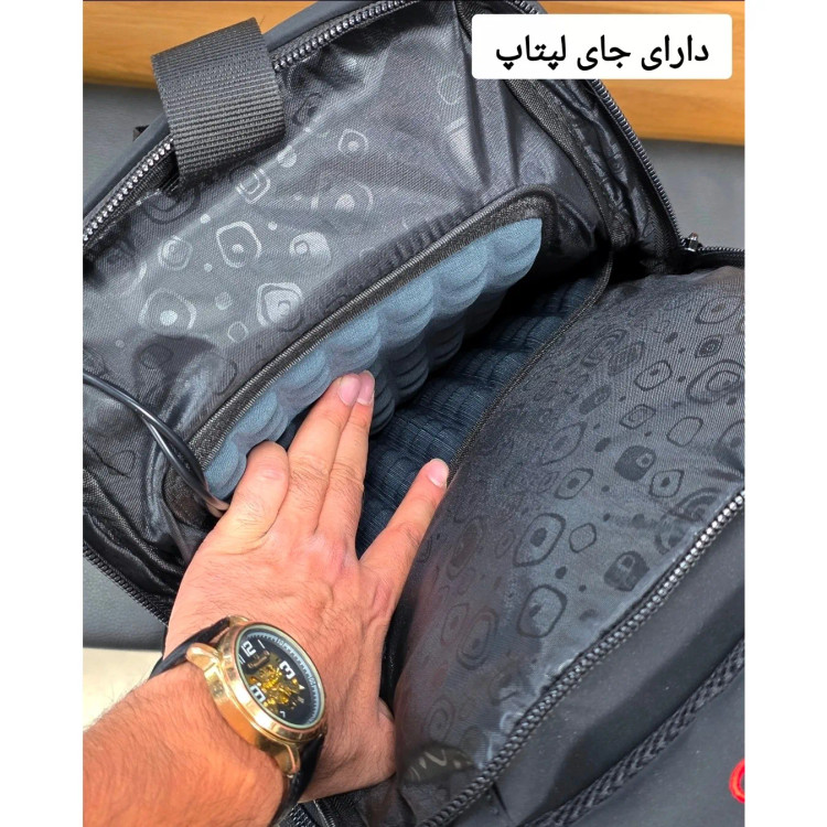 کوله پشتی اسپرت پارچه دیبا خارجی سه خانه لپتاپ دار ضد تعریق