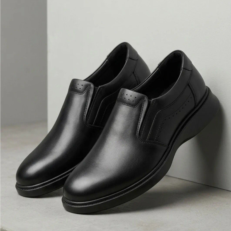 کفش چرم طبی مردانه مدل کیان بی بند چرم طبیعی زیره PU