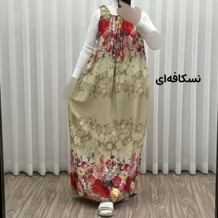 پیراهن ساحلی زنانه نخی آستین حلقهای فری سایز مناسب تا سایز 52