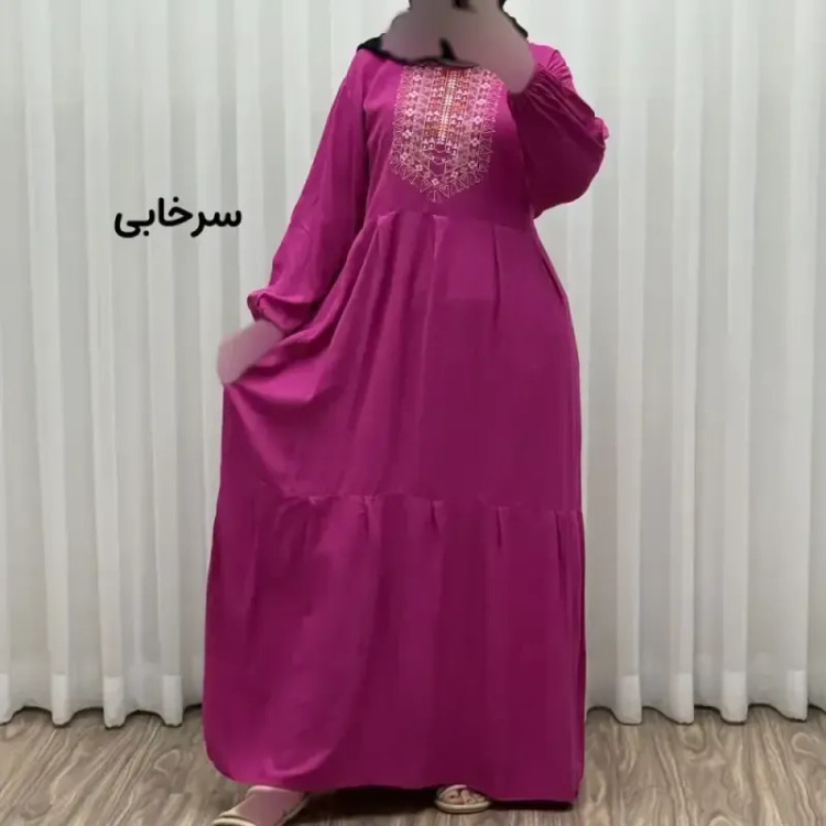 پیراهن ساحلی نخی زنانه مدل آیدا فری سایز مناسب تا 50 با کمربند