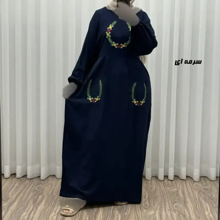 پیراهن نخی گلدوزی زنانه مدل خاطره فری سایز مناسب تا 48