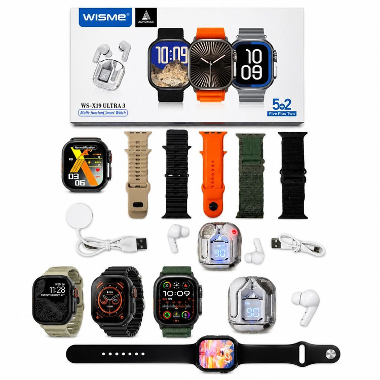 ساعت هوشمند WISME دارای پنج عدد بند و ایرپاد مدلWSX19 ULTRA3